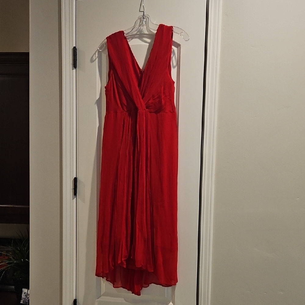 Soft Surroundings Red Pleated Tie Front Sundress